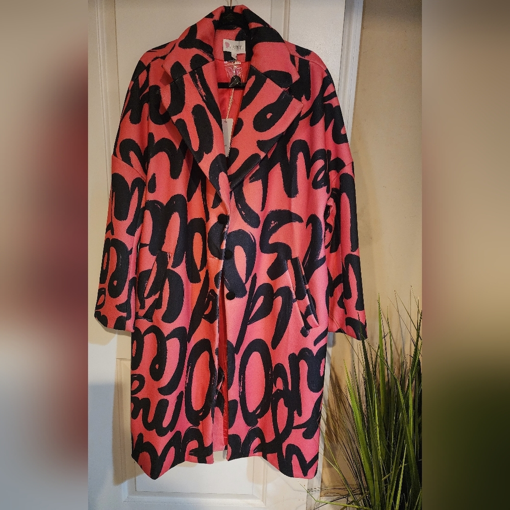 Oversized pink and black Pea Coat